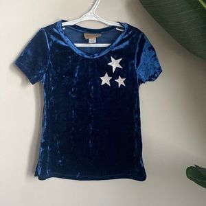 Girls Navy Velvet Tee NWOT